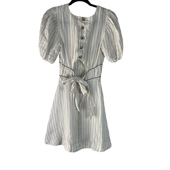 N12H Women's Size Small 2-4 Erin Dress 100% Linen Off White Stripe Mini Dress - Picture 8 of 14